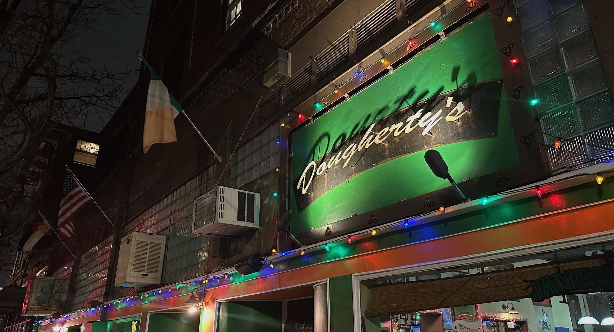 Doughtery's Outside at night