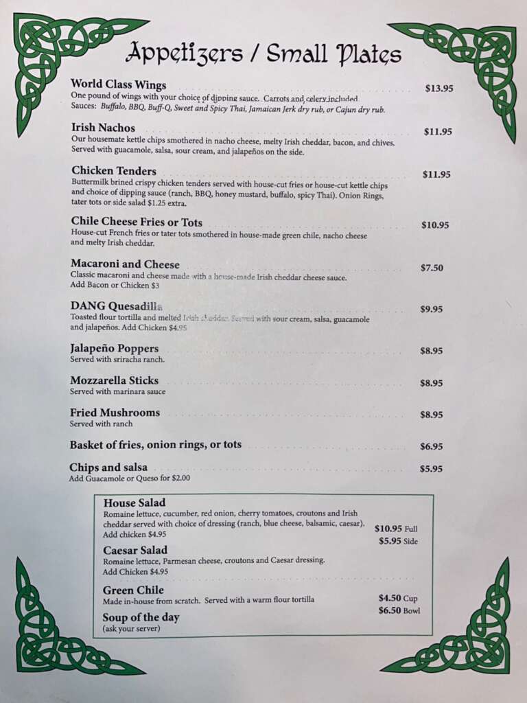 Doughtery's Menu Page One